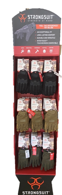 Picture of Strongsuit Best Sellers Glove Display, Second Skin Sage, General Utility Coyote, Brawny Black, 110 Assortment