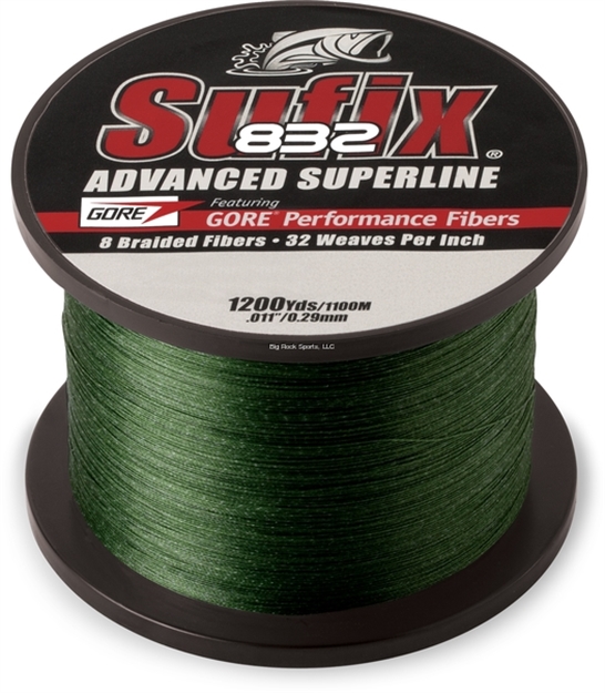 Picture of Sufix 832 Advanced Superline Braid, 15 LB Low-Vis Green, 1200 Yard Spool