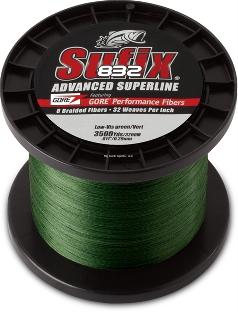 Picture of Sufix 832 Advanced Superline Braid, 15 LB Low-Vis Green, 3500 Yard Spool