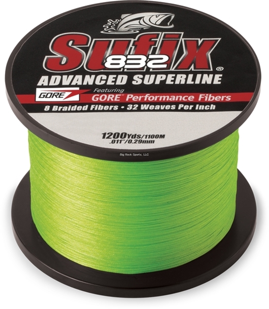 Picture of Sufix 832 Advanced Superline Braid, 15 LB Neon Lime, 1200 Yard Spool