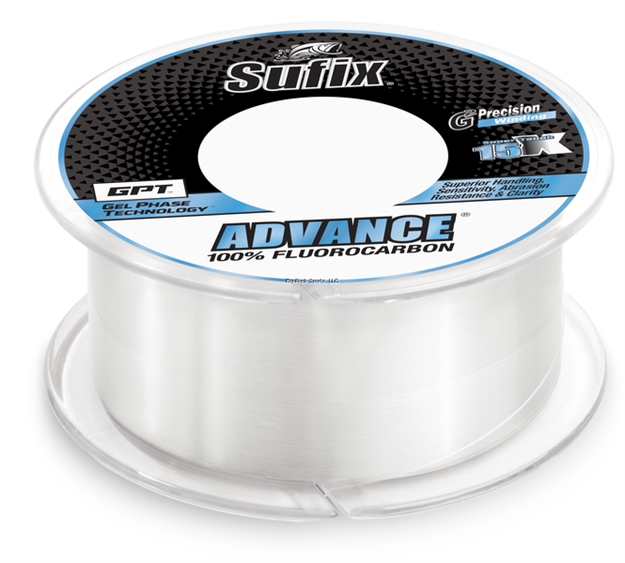 Picture of Sufix Advance Fluorocarbon, 100% Fluorocarbon, 6Lb Test, .008" Dia, G2 Precision Winding, Gel Phase Technology, 200Yd, Clear