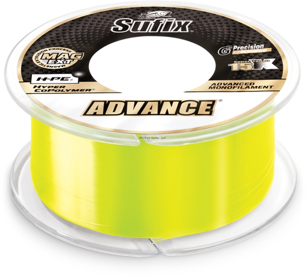 Picture of Sufix Advance Mono Line, 14Lb Test, 330Yd, Neon Lime, Boxed