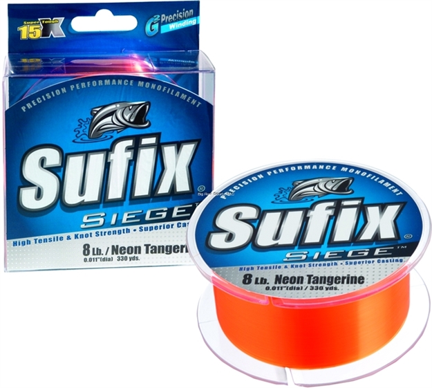 Picture of Sufix Siege Monofilament Line 8Lb 330Yds Neon Tangerine Mono