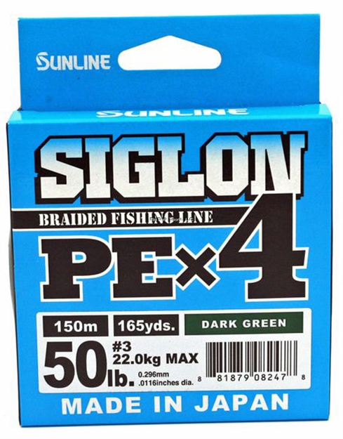 Picture of Sunline Siglon Pex4 4-Strand Braided Line, Dark Green, 165Yd, 50Lb,Tight Weave, Low Diameter
