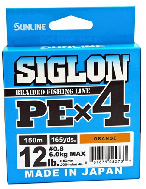 Picture of Sunline Siglon Pex4 4-Strand Braided Line, Orange, 165Yd, 12Lb,Tight Weave, Low Diameter