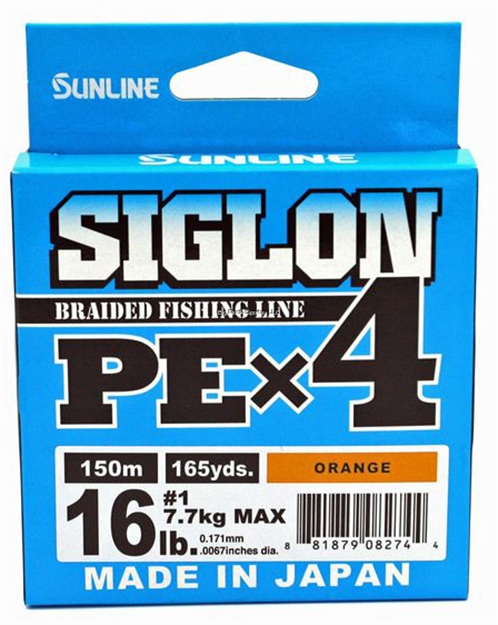 Picture of Sunline Siglon Pex4 4-Strand Braided Line, Orange, 165Yd, 16Lb,Tight Weave, Low Diameter