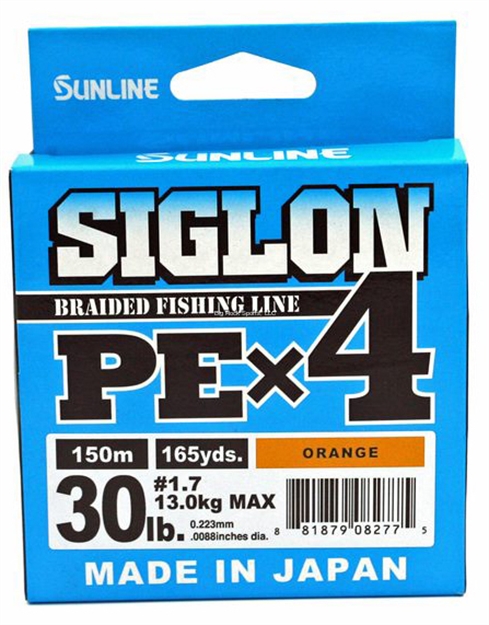 Picture of Sunline Siglon Pex4 4-Strand Braided Line, Orange, 165Yd, 30Lb,Tight Weave, Low Diameter