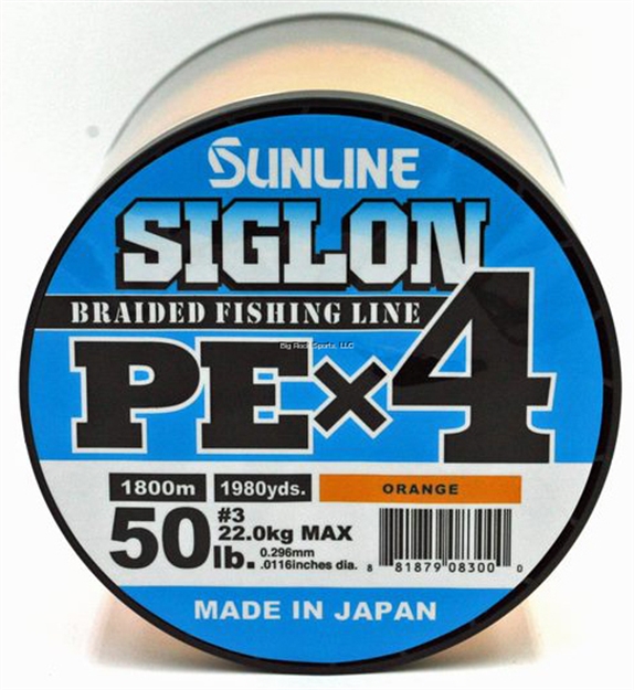 Picture of Sunline Siglon Pex4 4-Strand Braided Line, Orange, 1968 Yd, 50Lb, Tight Weave, Low Diameter