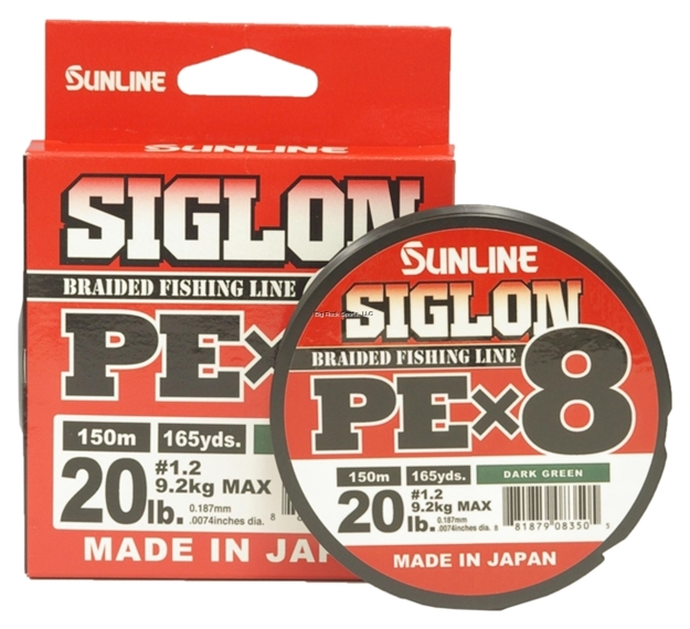 Picture of Sunline Siglon Pex8 8-Strand Braided Line, Dark Green, 165Yd, 20Lb, Tight Weave, Low Diameter