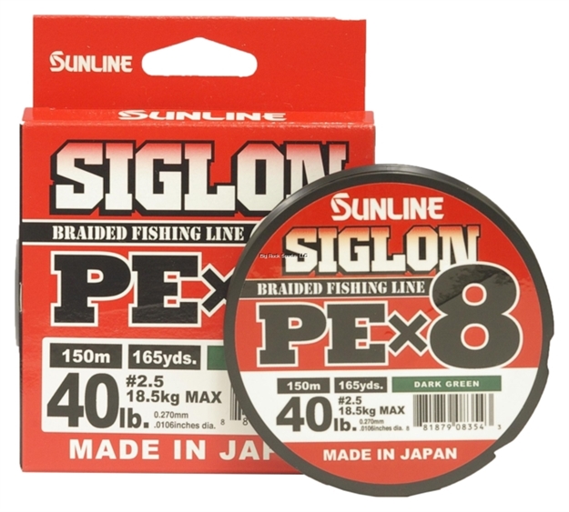 Picture of Sunline Siglon Pex8 8-Strand Braided Line, Dark Green, 165Yd, 40Lb, Tight Weave, Low Diameter