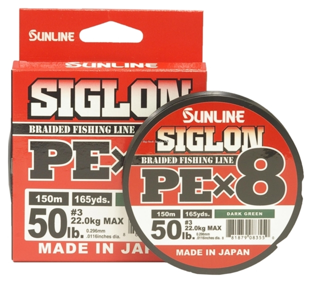 Picture of Sunline Siglon Pex8 8-Strand Braided Line, Dark Green, 165Yd, 50Lb, Tight Weave, Low Diameter
