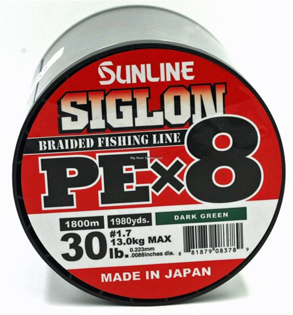 Picture of Sunline Siglon Pex8 8-Strand Braided Line, Dark Green, 1968 Yd, 30Lb, Tight Weave, Low Diameter