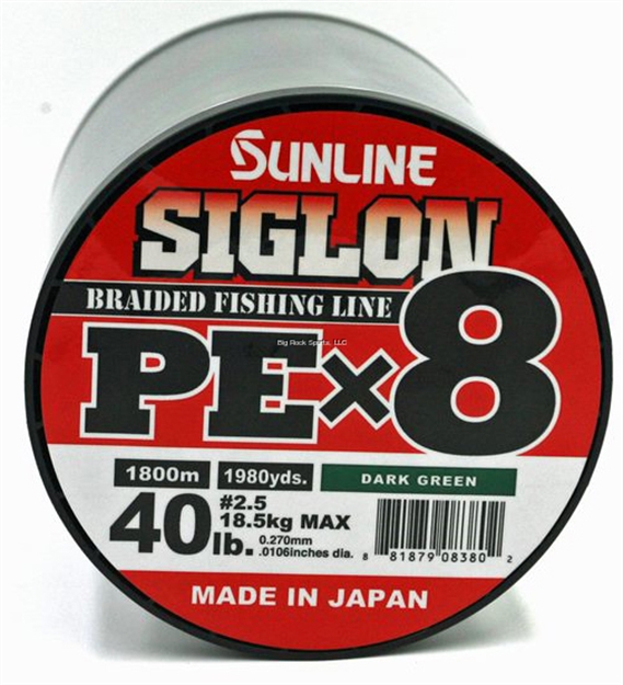 Picture of Sunline Siglon Pex8 8-Strand Braided Line, Dark Green, 1968 Yd, 40Lb, Tight Weave, Low Diameter