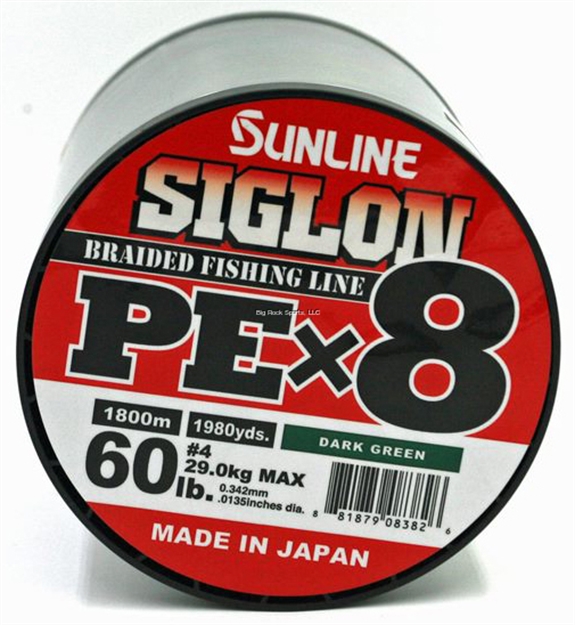 Picture of Sunline Siglon Pex8 8-Strand Braided Line, Dark Green, 1968 Yd, 60Lb, Tight Weave, Low Diameter