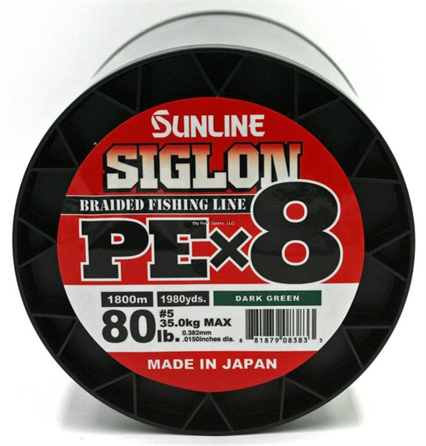 Picture of Sunline Siglon Pex8 8-Strand Braided Line, Dark Green, 1968 Yd, 80Lb, Tight Weave, Low Diameter