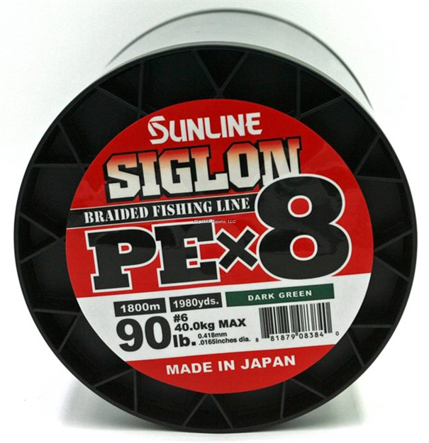 Picture of Sunline Siglon Pex8 8-Strand Braided Line, Dark Green, 1968 Yd, 90Lb, Tight Weave, Low Diameter