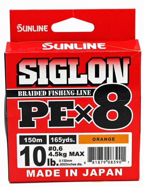 Picture of Sunline Siglon Pex8 8-Strand Braided Line, Orange, 165Yd, 10Lb, Tight Weave, Low Diameter