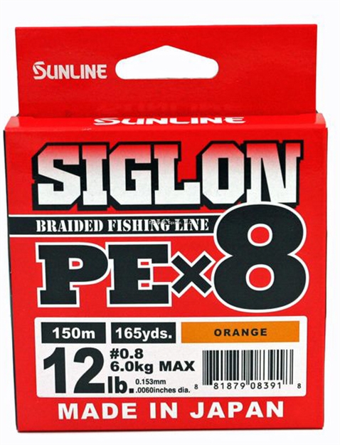 Picture of Sunline Siglon Pex8 8-Strand Braided Line, Orange, 165Yd, 12Lb, Tight Weave, Low Diameter
