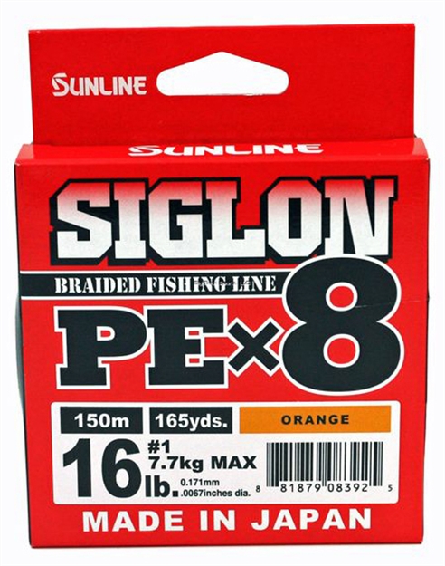 Picture of Sunline Siglon Pex8 8-Strand Braided Line, Orange, 165Yd, 16Lb, Tight Weave, Low Diameter