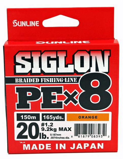 Picture of Sunline Siglon Pex8 8-Strand Braided Line, Orange, 165Yd, 20Lb, Tight Weave, Low Diameter
