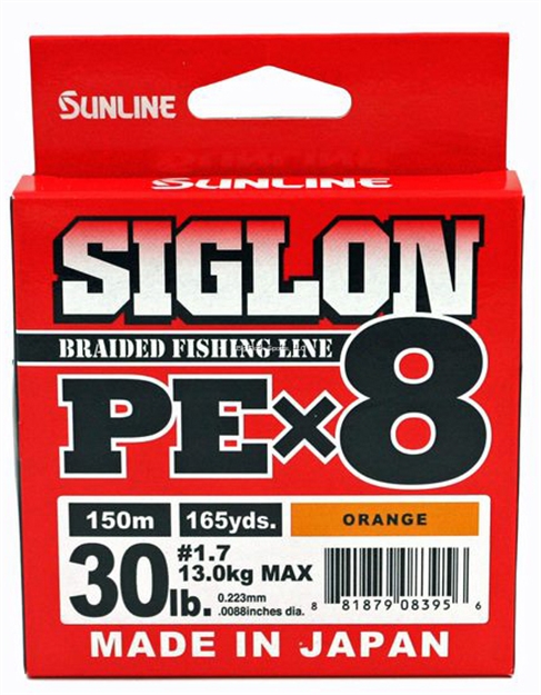 Picture of Sunline Siglon Pex8 8-Strand Braided Line, Orange, 165Yd, 30Lb, Tight Weave, Low Diameter