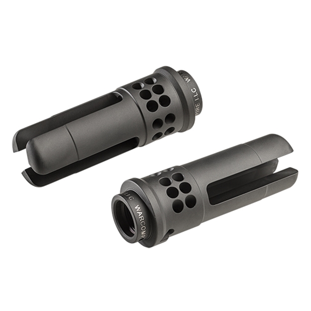 Picture of  Surefire Warcomp5561228 Warcomp QD Flash Hider 22 Cal (5.56Mm) 1/2"-28 Tpi, Open Tine 3-Prong, Ported Black Stainless Steel For Ar/M4-Platform (Socom Suppressor Compatible) 084871324625