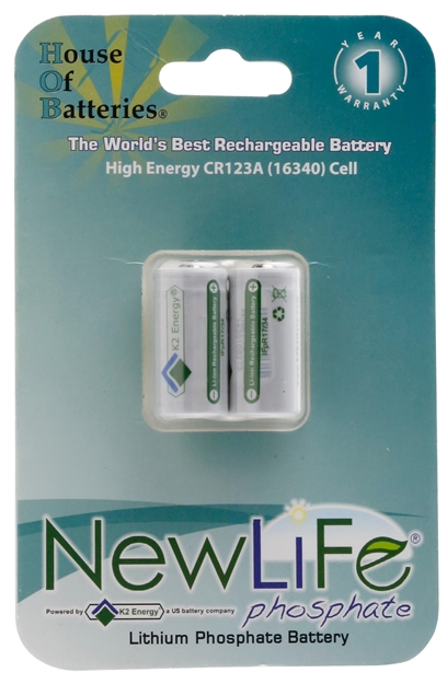 Picture of Surefire Sf2rcb Sf123a Rechargeable Batteries Cr123a 3V Lithium Phosphate Stick 2