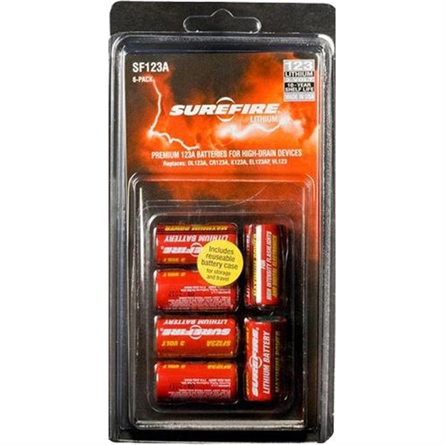Picture of  Surefire Sf6bc 123A Batteries  Red/Black 3.0 Volts 1,500 Mah (6) Single Pack Clamshell