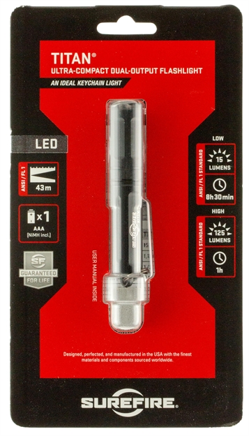Picture of Surefire Titana Titan Ultra-Compact 15/125 Lumens Aaa Nimh Black