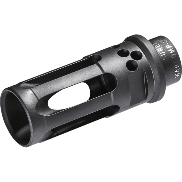 Picture of Surefire Warcomp655824 Warcomp 3-Prong Flash Hider 5/8"-24 Tpi 2.70" Black Dlc Stainless Steel Ported For 6Mm, 6.5Mm, 260 Cal