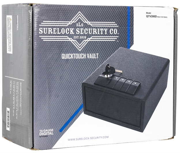 Picture of  Surelock Security 3418946 Quicktouch 200 Digital Keypad/Key Entry Matte Black Steel Holds 1 Handgun 5.12"H X 9.88"W X 11.42"D
