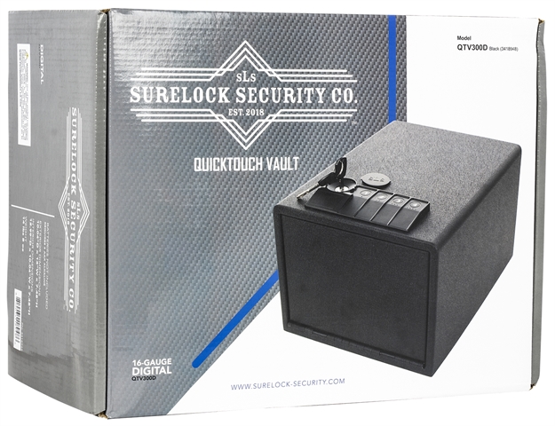 Picture of  Surelock Security 3418948 Quicktouch 300 Digital Keypad/Key Entry Matte Black Steel Holds 2 Handguns 7.48" H X 13" W X 10.04" D