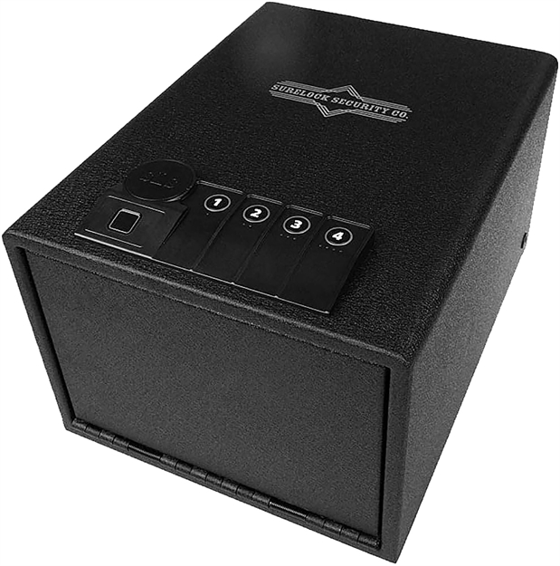 Picture of  Surelock Security 3418949 Quicktouch 300 Digital Keypad/Biometric/Key Entry Matte Black Steel Holds 2 Handguns 7.48" H X 13" W X 10.04" D