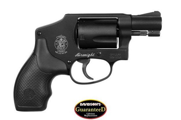 Picture of  Smith & Wesson 150544 Model 442 *Ca Compliant 38 S&W Spl +P 5 Shot 1.88" Stainless Steel Barrel, Carbon Steel Cylinder, Aluminum J-Frame, Black Metal Finish, Integral Front Sight, NO Safety Lock