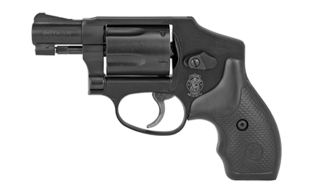 Picture of  Smith & Wesson 150544 Model 442 *Ca Compliant 38 S&W Spl +P 5 Shot 1.88" Stainless Steel Barrel, Carbon Steel Cylinder, Aluminum J-Frame, Black Metal Finish, Integral Front Sight, NO Safety Lock 022188137545