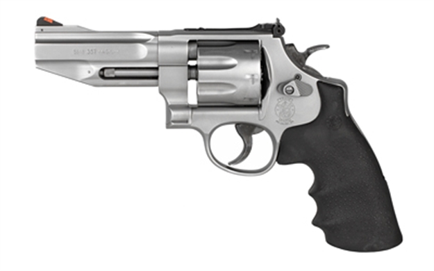 Picture of  Smith & Wesson 178014 Model 627 Pro *Ca Compliant N-Frame 357 Mag 8 Shot 4" Matte Stainless Steel Barrel, Stainless Cylinder, Matte Stainless Steel Frame, Black Finger Grooved Grip, Exposed Hammer