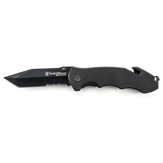 Picture of S&W Border Guard Folder 4.5 IN Black Combo Blade G-10 Handle