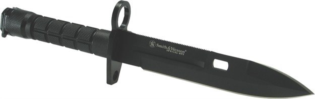 Picture of S&W Knives Sw1b Spec Ops M9 Commando Bayonet 7.1" 400 SS Black Plain Blade Nylon