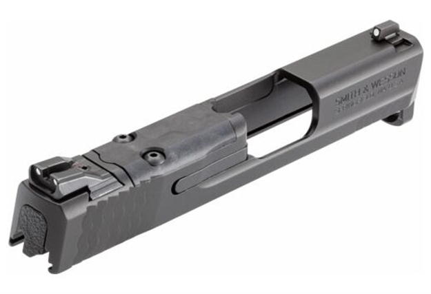Picture of  Smith & Wesson 3015613 Slide Assembly Shield Fits S&W Shield/Shield Plus Optic Ready 9Mm Luger Black Armornite Stainless Steel 3-Dot White Sights