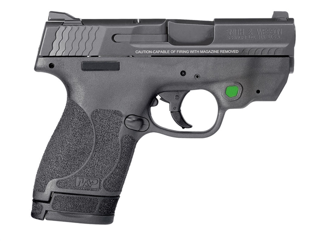 Picture of Smith &Amp; Wesson Smith &Amp; Wesson M&Amp;P Shield M2.0, 9Mm, 3.1", Crimson Trace Green Laser, Thumb Safety, Black, (1) 7-Rd &Amp; (1) 8-Rd 11901