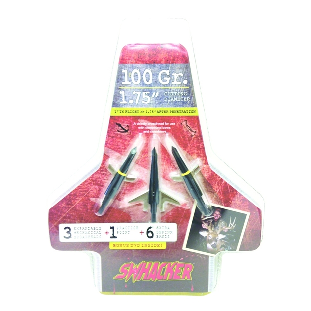 Picture of Swhacker 100 Grain 1.75" 2 Blade Broadhead 3Pk W/ Practice Tip SWH00201