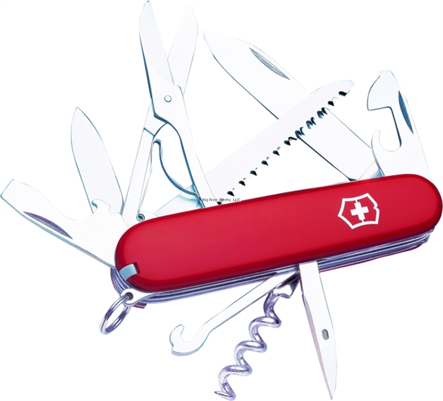 Picture of Swiss Army Huntsman Red Lg/Sm Blades, Can&Btl Opener,Scissor Saw, Reamer, Corkscrew And More 1.3713-X12