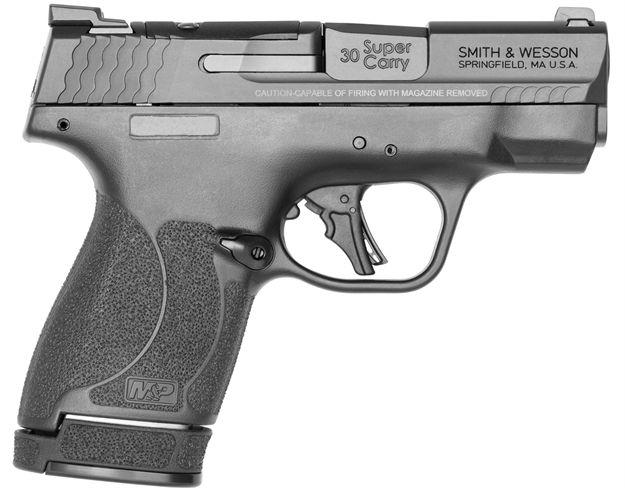 Picture of  Smith & Wesson 13473 M&P Shield Plus Optic Ready 30 Super Carry 3.10" Barrel 13+1 OR 16+1, Black Polymer Frame & Grip, Optic Cut Armornite Stainless Steel Slide, Tritium Night Sights, Manual Safety