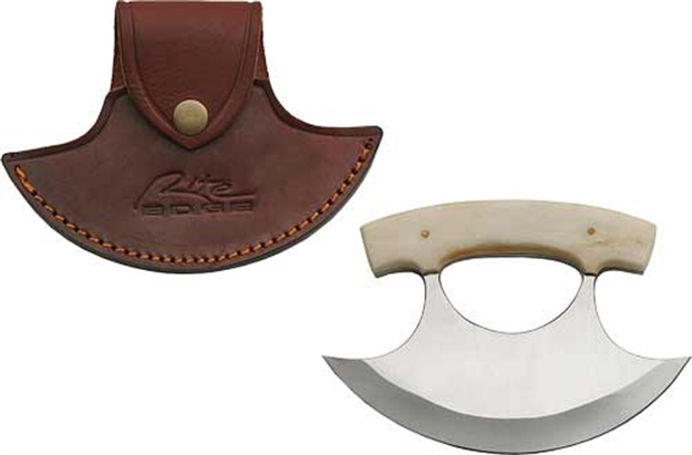 Picture of Szco Rite Edge Rite Edge 6" Bone Handle Ulu W/Leather Sheath DH8011BO