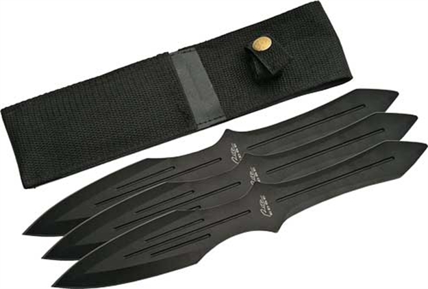 Picture of Szco Rite Edge Rite Edge 9.75" Throwing Knife Black 3Pc Set W/Sheath 211230BK