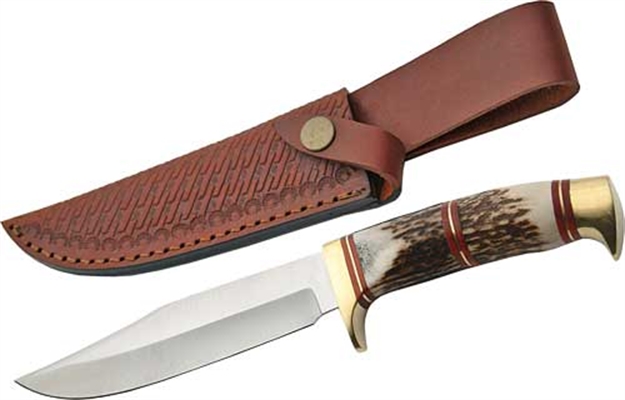 Picture of Szco Steel Stag Steel Stag 5.75" Steel Wolf Stag Hunter W/Sheath SS3318