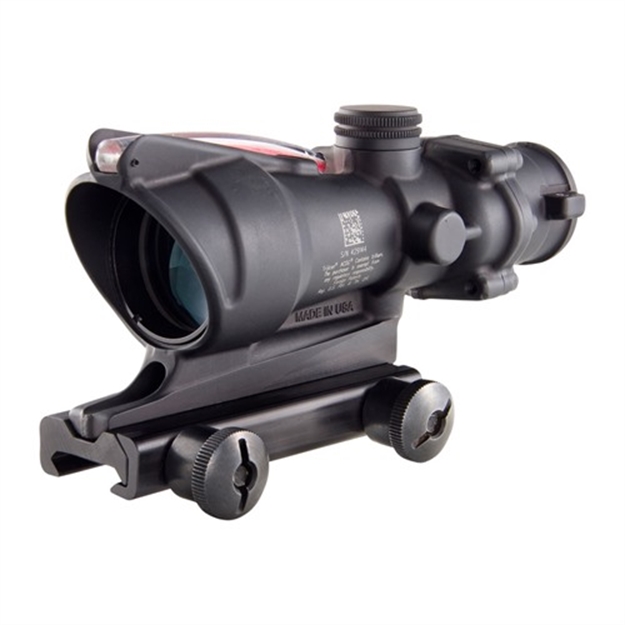 Picture of Trijicon 100220 Acog  Black Hardcoat Anodized 4X32mm Illuminated Red Horseshoe W/ Red Dot 6.8 Spc Reticle TA31H68