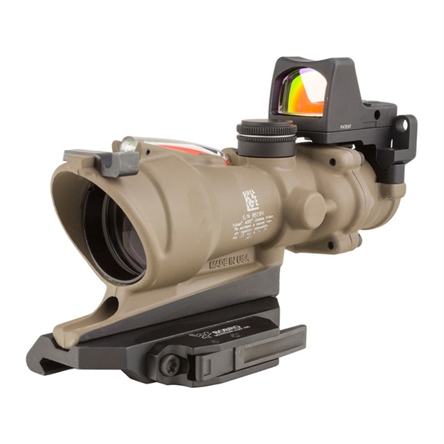 Picture of Trijicon Acog Ecos Scope/Reflex Sight, 4X32 Dual Illuminated Red Crosshair 5.56 Reticle W/ Backup Iron Sights, Quick Release Mount & Led 3.25 Moa TA31D100553