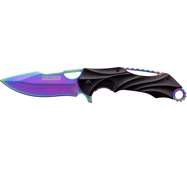 Picture of Tac Force 5In Folder Rainbow SS Blade-Blk Alum Handle W-Clip
