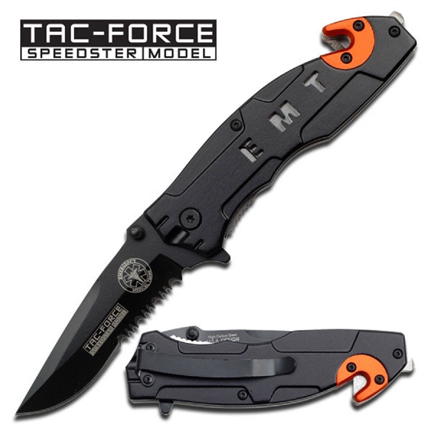 Picture of Tac-Force Assisted 3.0 IN Blade Black-Orange Aluminum Handle